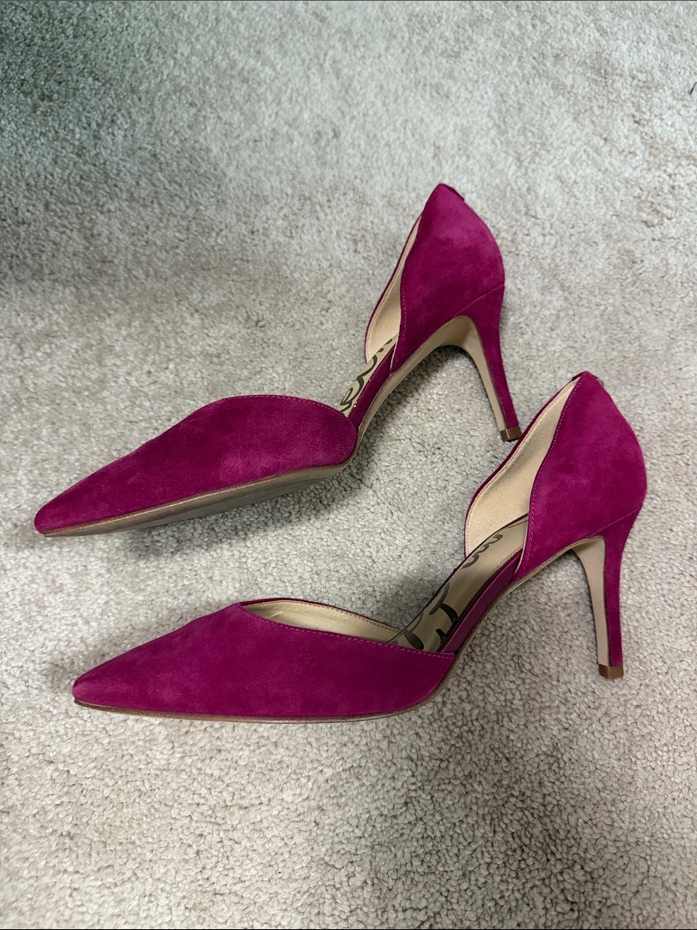 Sam Edelman Magenta Suede Pointed D'Orsay Heels - Picture 2 of 4